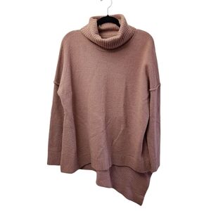 Lumiere Light Brown Asymmetrical Slouchy Turtleneck Sweater Sz M